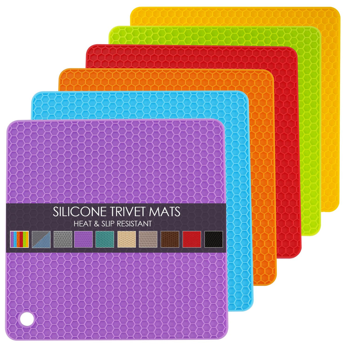 Silicone Trivets for Hot Pots and Pans, 3 Pack Heat Resistant Pot Holders for kitchen Large Silicone Trivet Mat for Hot Dishes, Black Hot Pads for Kitchen Counter, Hot Mats Spoon Rest, 9 * 12 Inches