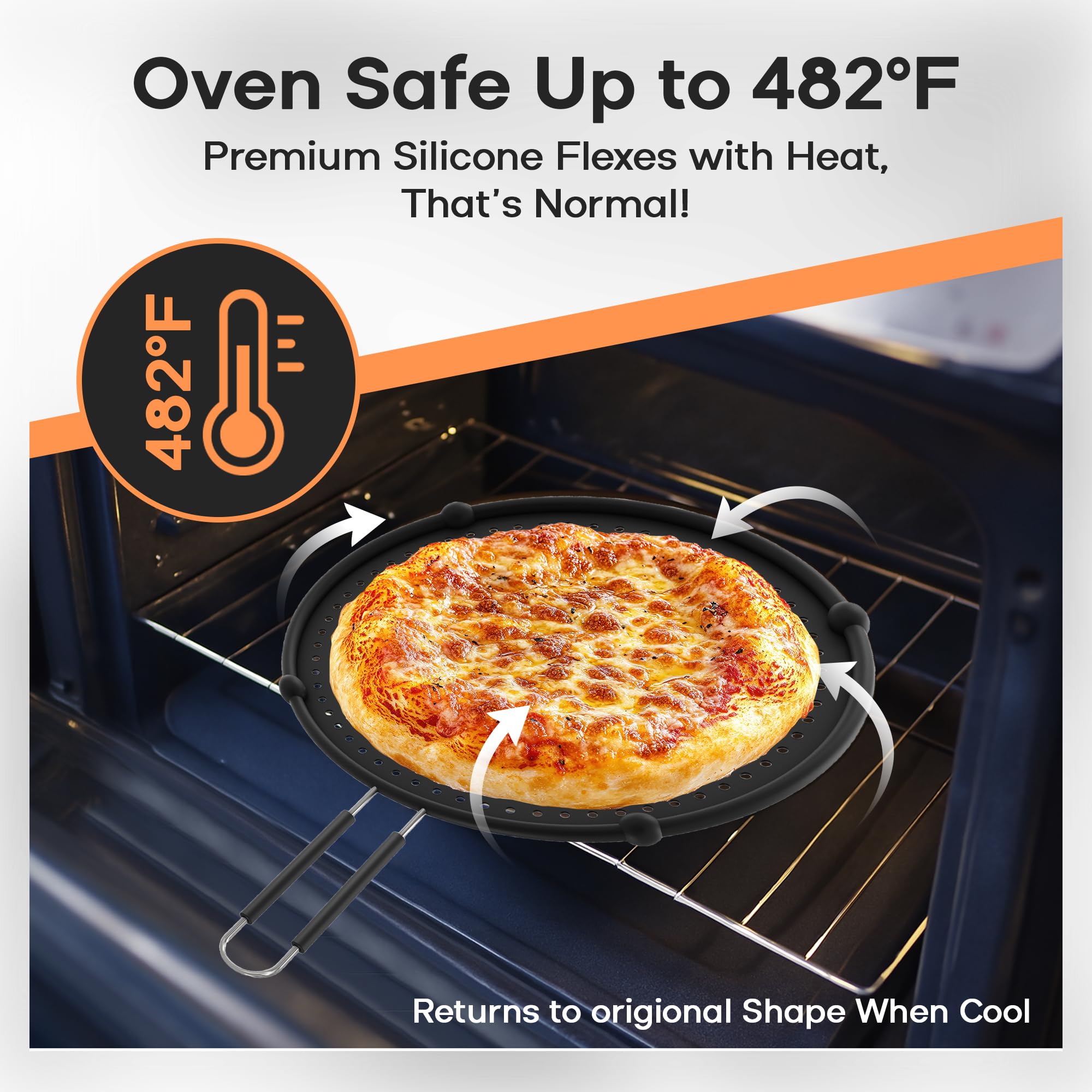 Splatter Screen for Frying Pan -11-Inch Silicone Grease Splatter Guard for 9"-11" Pans- |USA Brand|