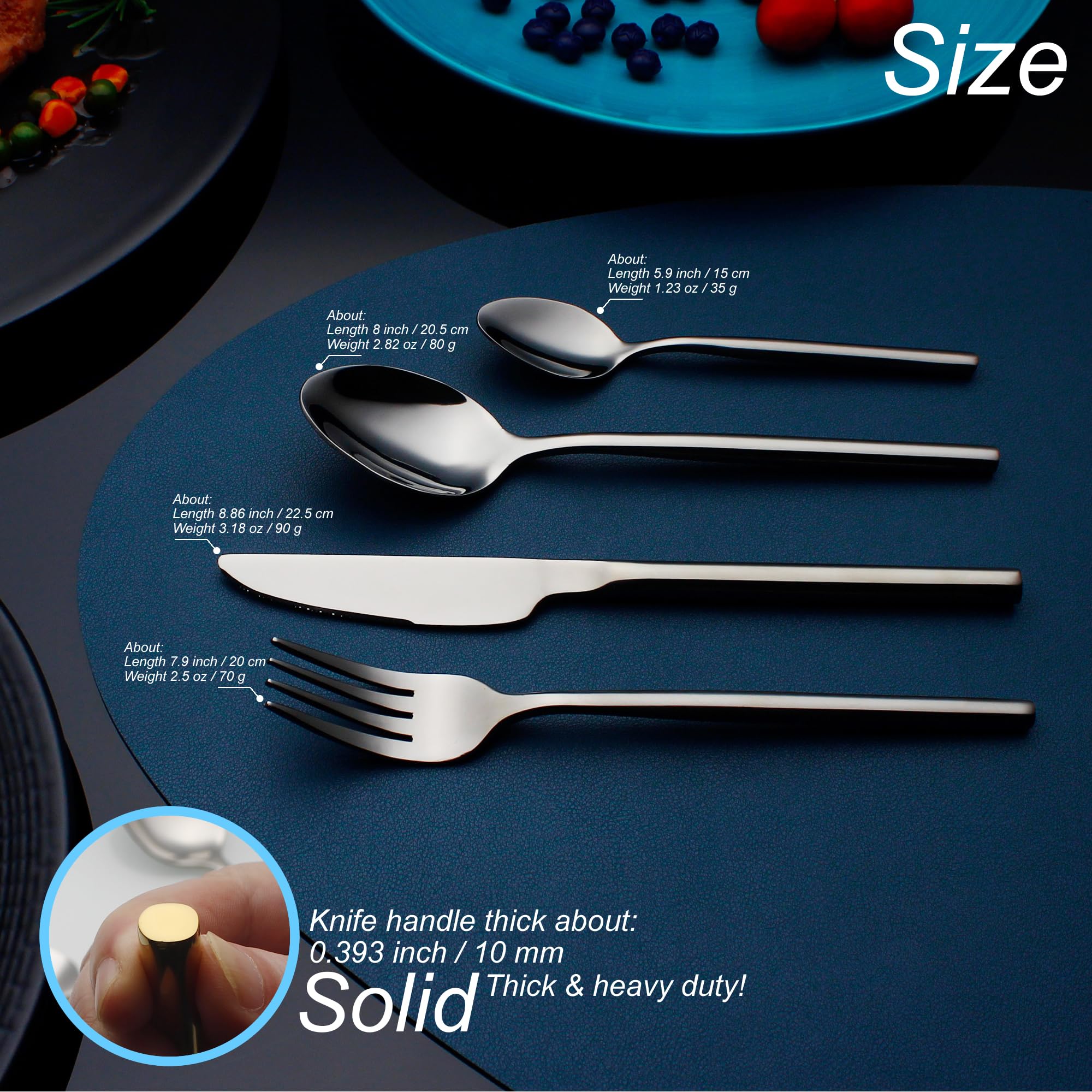 CHAAMFORGE 24 Piece Silverware Set For 6 Black Heavy duty 18/10 Stainless Steel Flatware Set Modern Design Knife/Fork/Spoon Mirror Polished Dishwasher Safe Cutlery Set with Gifts