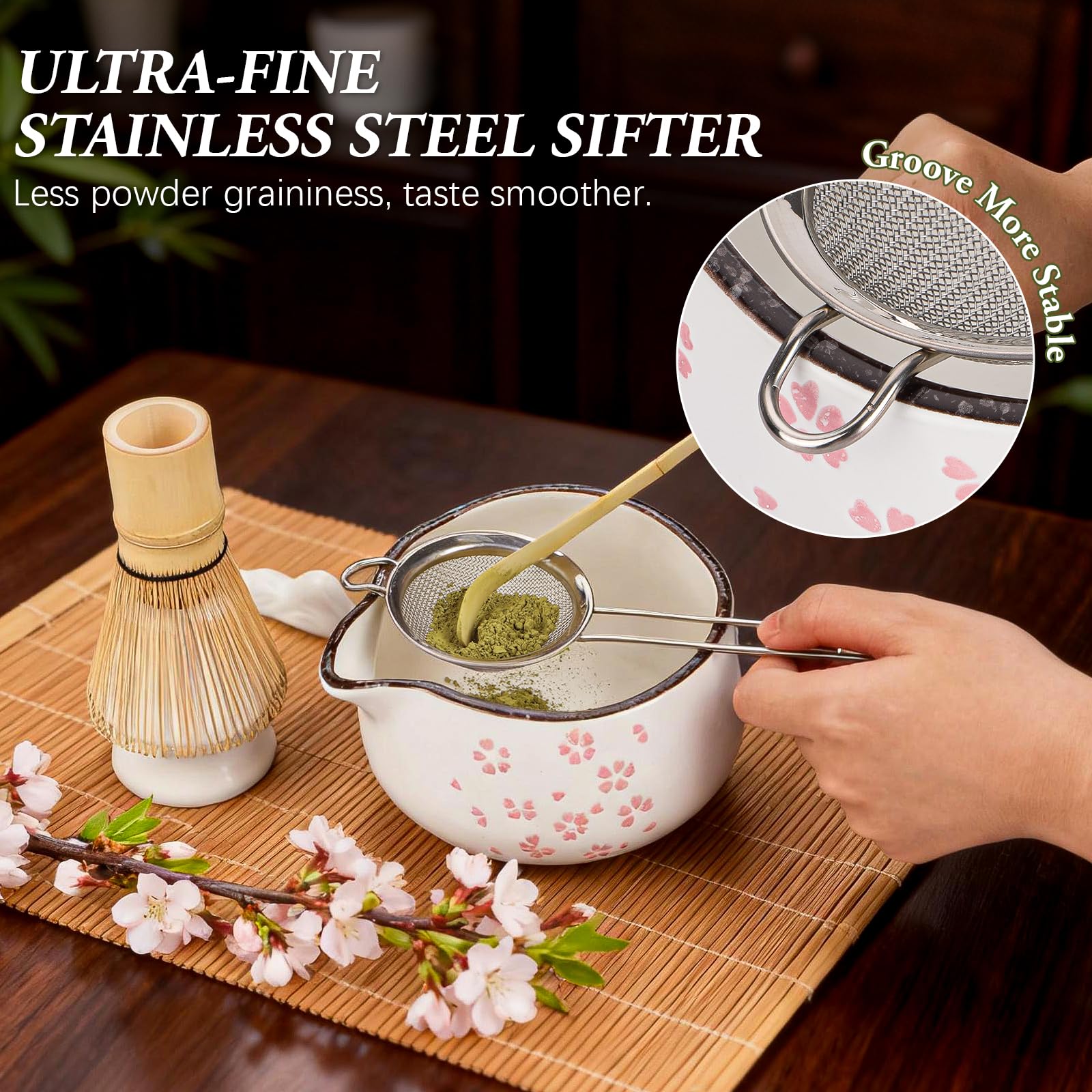 Matcha Whisk Set 7 Pcs Matcha Bowl Bamboo Whisk Kit Gift for Tea Lovers