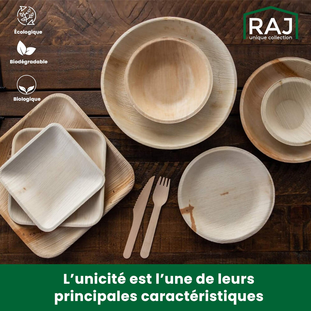 Raj Palm Leaf Disposable Heavy Duty 4" Square Bowls 25 Pack