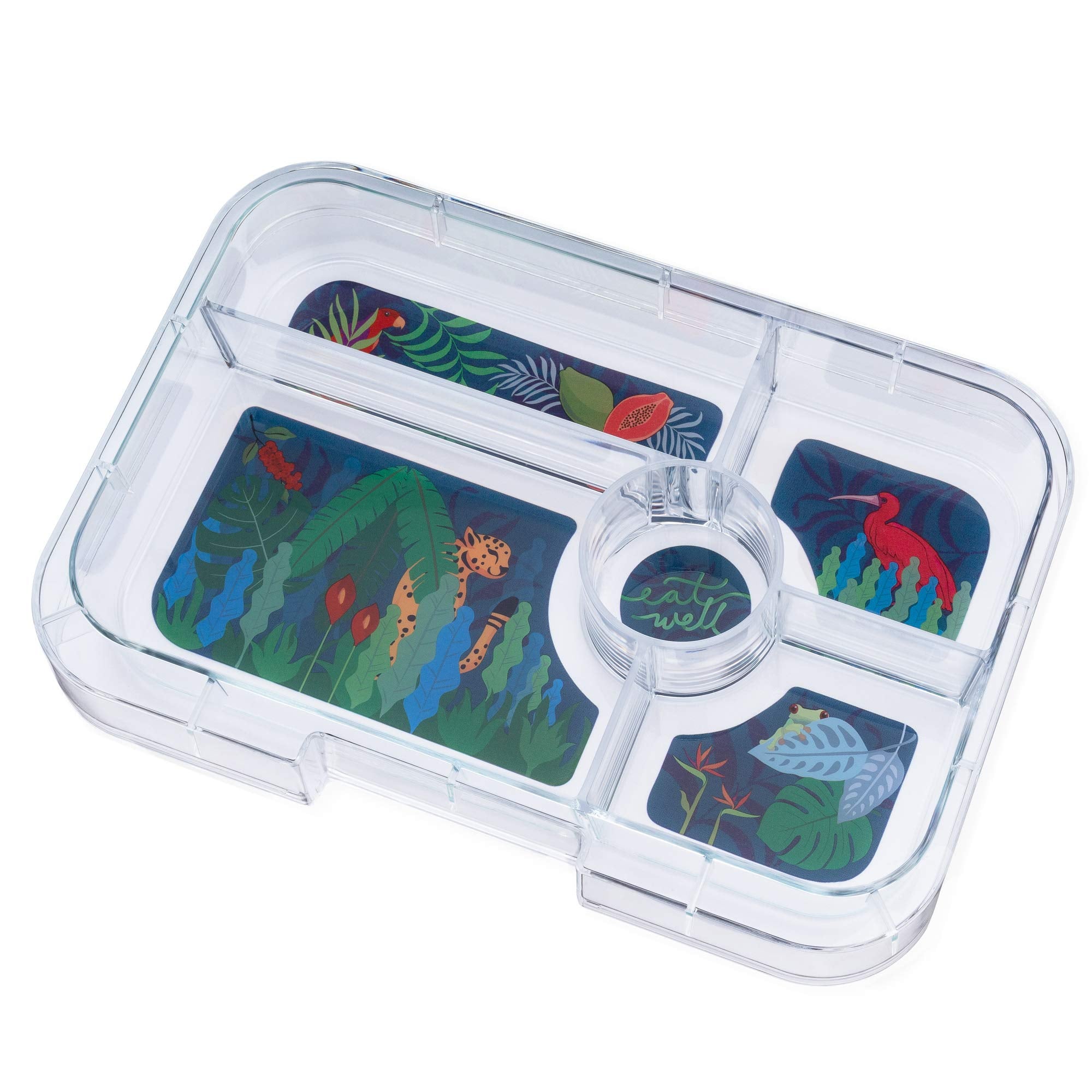 Yumbox Tapas Leakproof Bento Lunch Box: 4.2 Cups Larger 5-Compartment Design in Monte Carlo Blue with Jungle Tray- for Adults and Bigger Kids