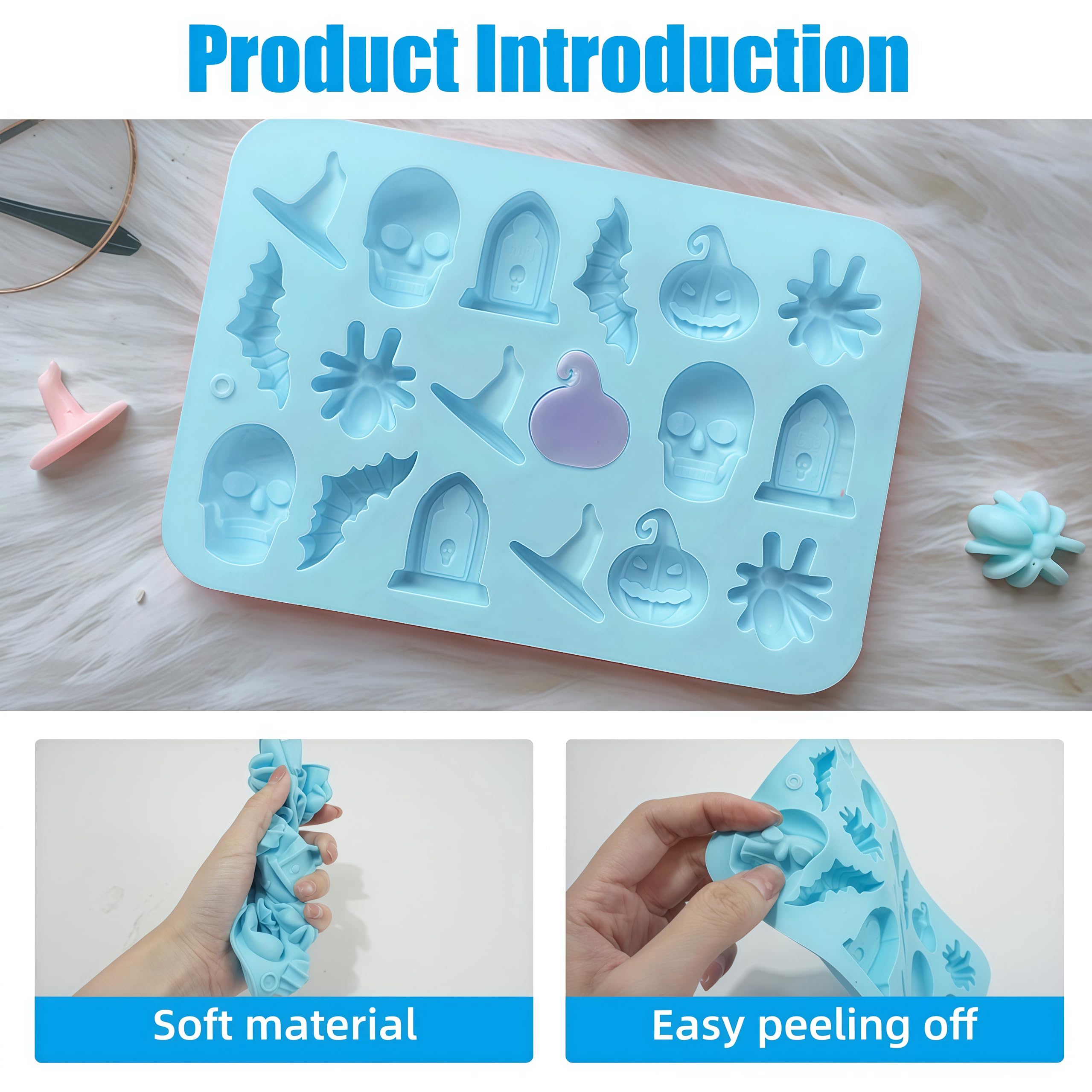 2 Pack Chocolate Molds, Cute Characters Silicone Molds, Chocolate Cake Molds, for Making Chocolate, Candy, Gummy, Jello, Ice, Wax Melts, for Party, A Spooky - Themed Gift, Baking (Halloween Themed)