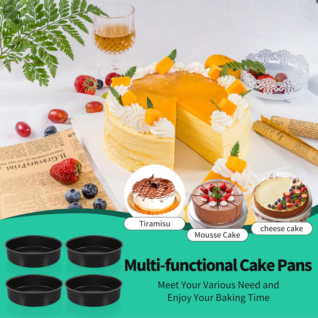 P&P CHEF 9.5 Inch Cake Pan Set, Non-stick Baking Pans for Cake, 4Pcs
