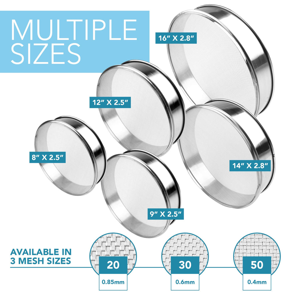Vollum Stainless Steel Flour Sifter Fine Mesh Round Baking Sieve