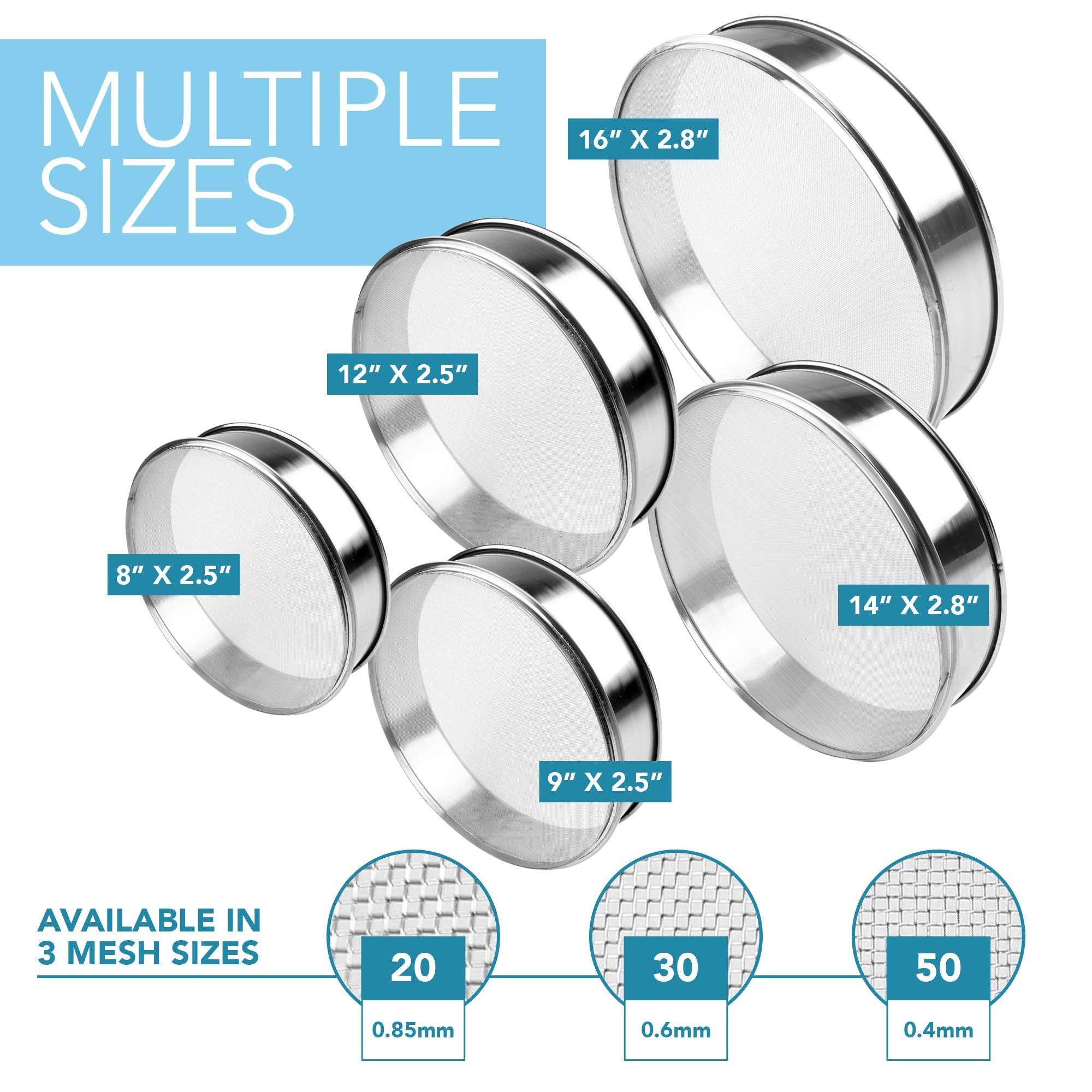 Vollum Stainless Steel Flour Sifter Fine Mesh Round Baking Sieve