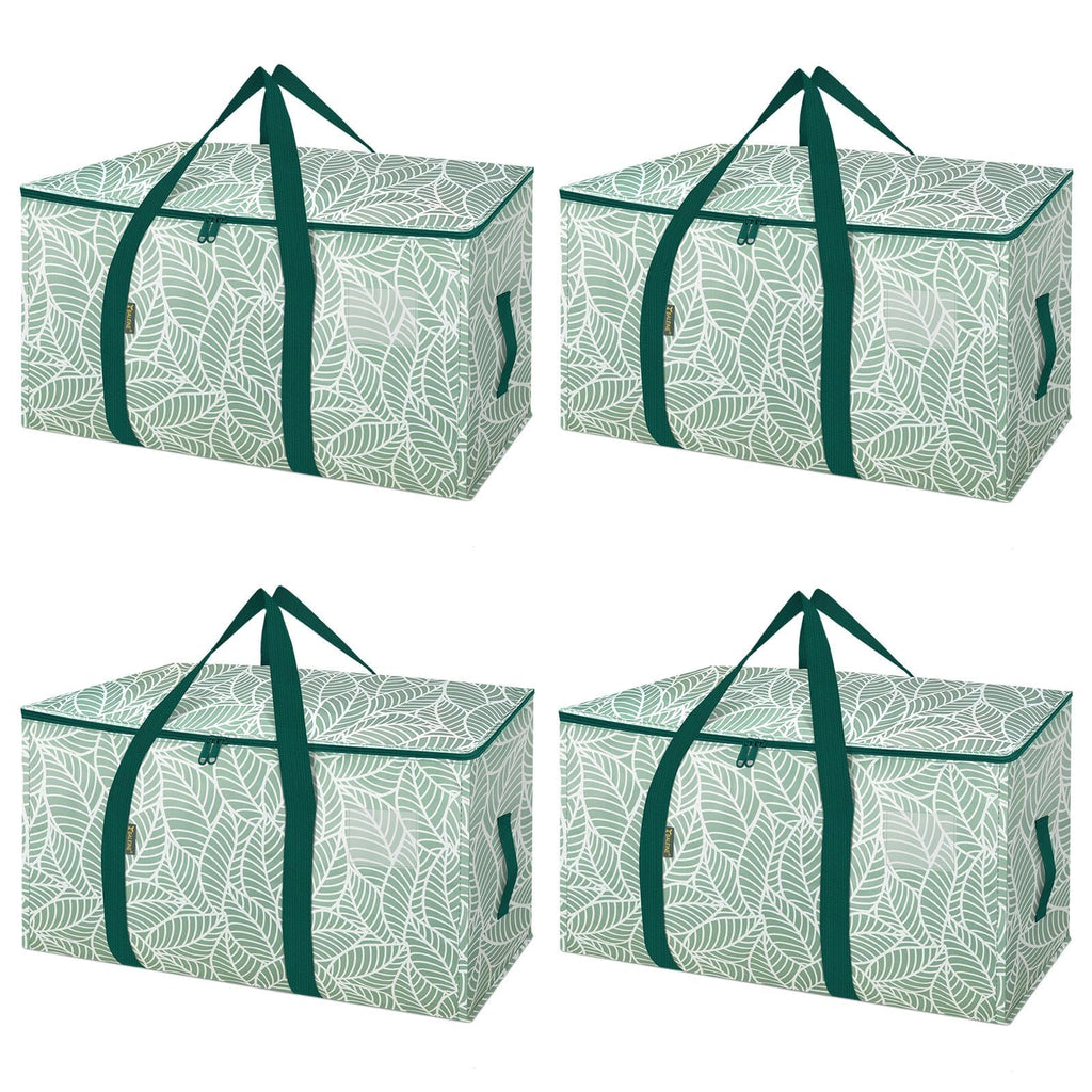 BALEINE 4-Pack Oversized Moving Bags with Reinforced Handles, Heavy-Duty Storage Tote for Clothes, Moving Supplies (Antique Folidage, 4-Pack)