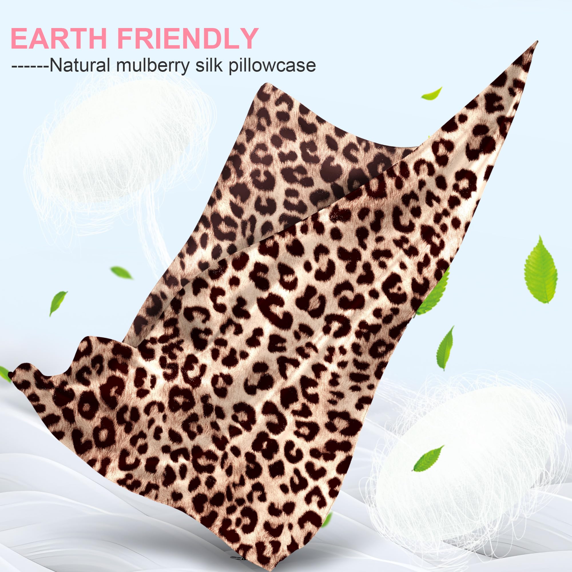 LYSHIN Silk Pillow Cases Standard Size with Hidden Zipper, Leopard