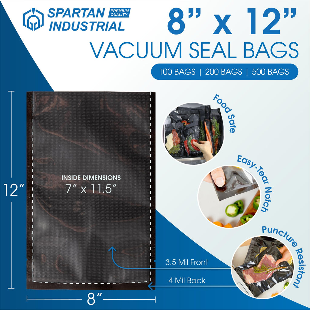 8" X 12" Vacuum Seal Bags - 100 Count BPA-Free Food Storage Bags