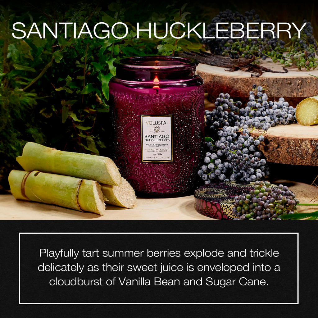 Voluspa Santiago Huckleberry Large Scented Candle Jar 18 Oz, 100 Hr Burn