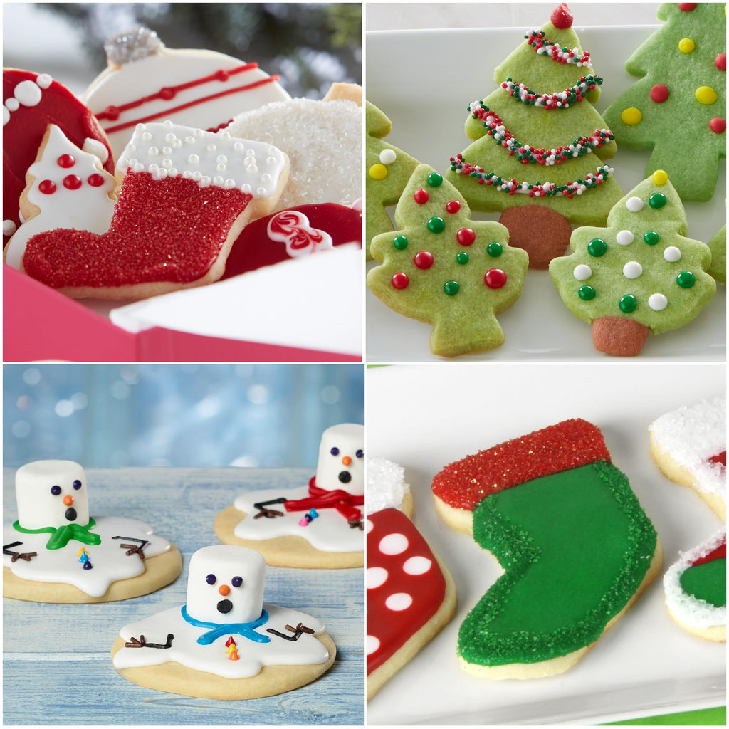 Cake Mate Christmas Cookie Decorating Kit – Red & Green Decorating Sugar (2.25 oz), White, Red & Green Cookie Icing Pouches (7 oz), Jingle Mix Non Pareil (2.1 oz) – Holiday, Cake, Cupcake & Dessert