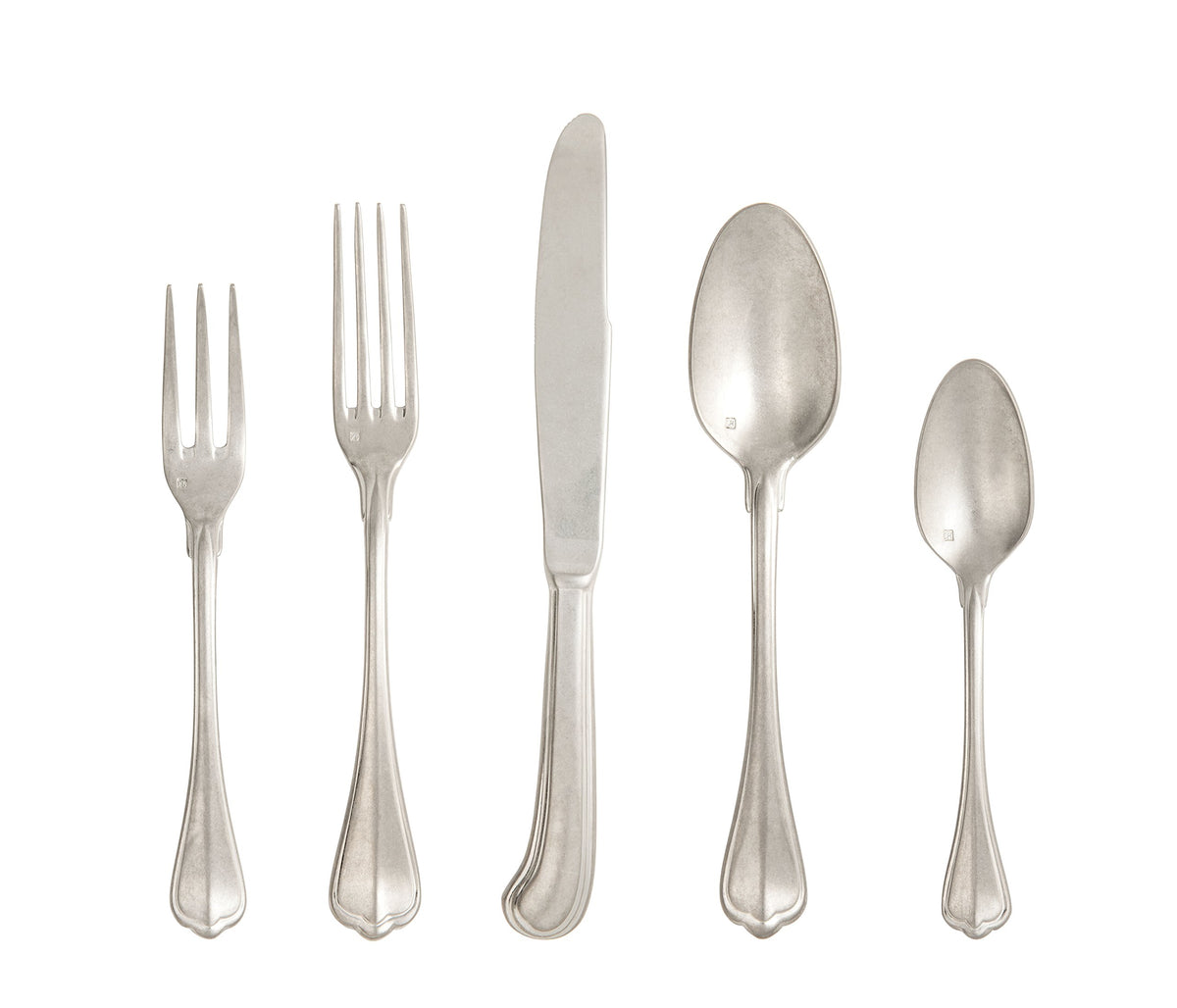 FORTESSA San Marco 18/10 Stainless Steel Flatware, 20 Piece Place Setting With Table Knives, Forks and Spoons (Service For 4), Dishwasher Safe, Antiqued