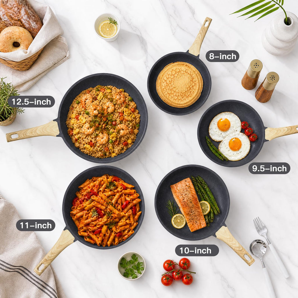 GiPP Nonstick Frying Pan Skillet - 11" Grey Granite Non Stick Pans, Omelette Pan with Heat-Resistant Handle, Compatible with All Stovetops, PFOA Free