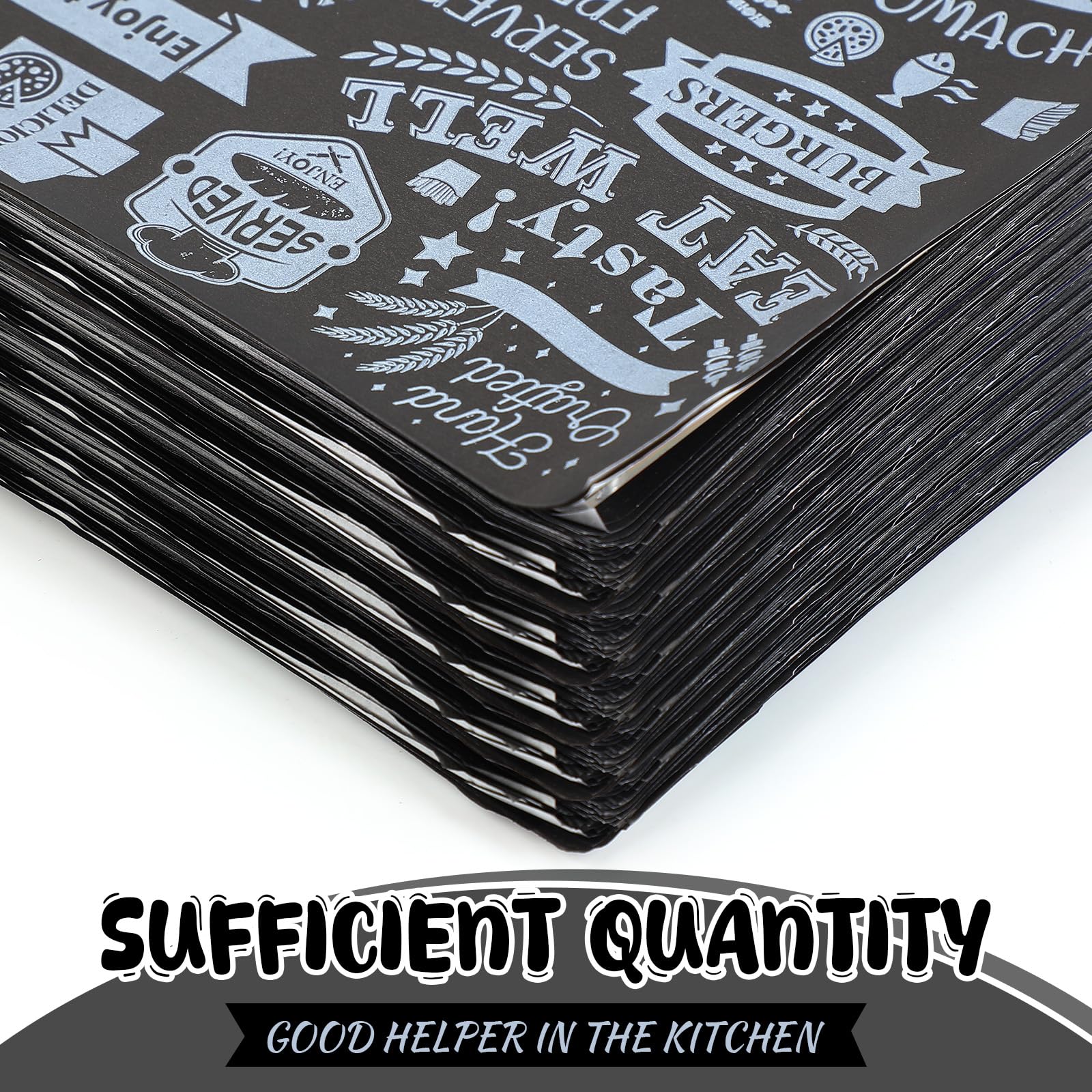 Outus 1000 Pcs 12 x 12 Inch Deli Wax Paper Sheets, Black