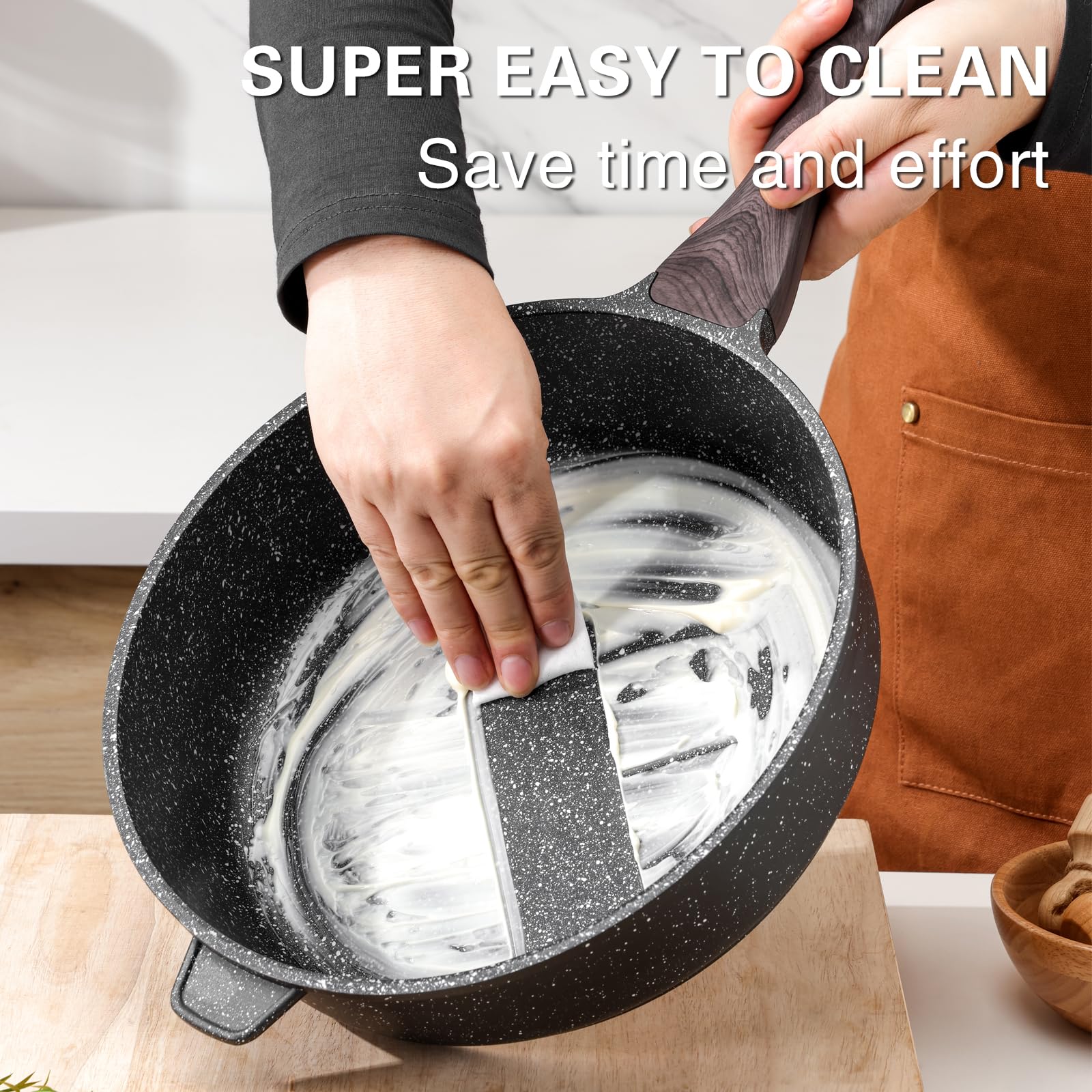 Kordisen Nonstick Deep Frying Pan Skillet with Lid, 10 Inch