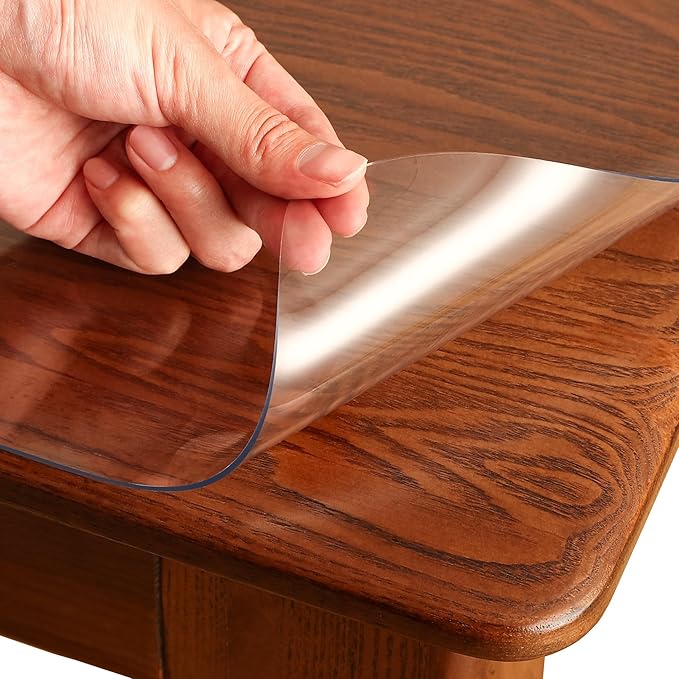 Clear Table Cover Protector Rectangle,24x14inch 1.5mm Transparent Plastic Table Protector Waterproof, Anti-Scratch Clear Desk Mat for Office Desktop Dresser Dining Table,FDA Compliant