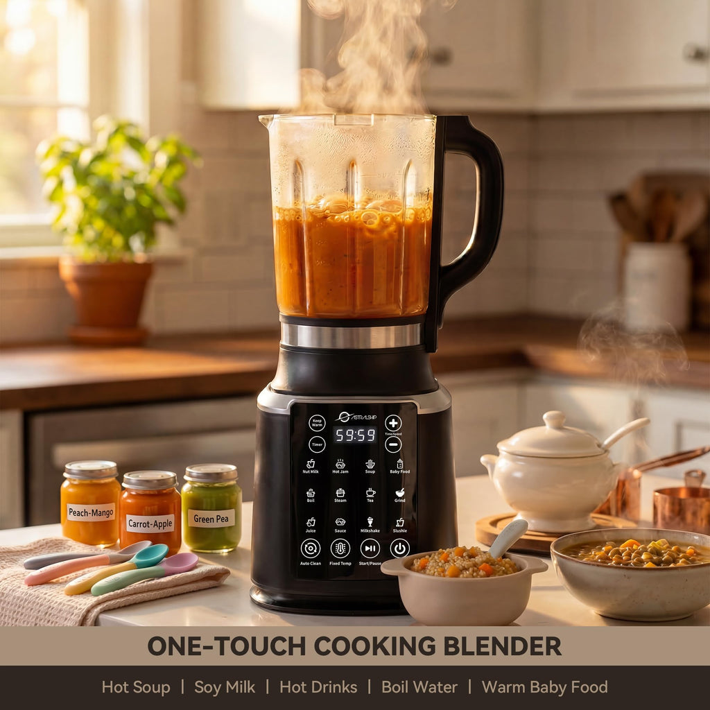 Glass Blenders for Kitchen with Tamper, Blender for Smoothies, Professional Blenders 1500W Motor, 9 Adjustable Speeds, 14 Preset Programs, High-Speed Heating Blender for Nut Milk, Soups, Sauces & More