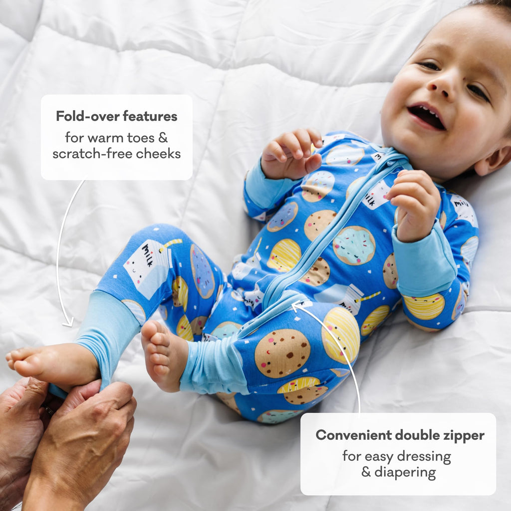Little Sleepies Baby Pajamas, Blue Cookies & Milk, 6-12M
