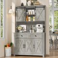 Befrases 67.7 Inch Farmhouse Pantry Storage Cabinet with Sliding Barn Doors, 2 Drawer Farmhouse Coffee Cabinet with Adjustable Shelf, Side Board with Buffet Cupboard Livingroom Kitchen, Grey