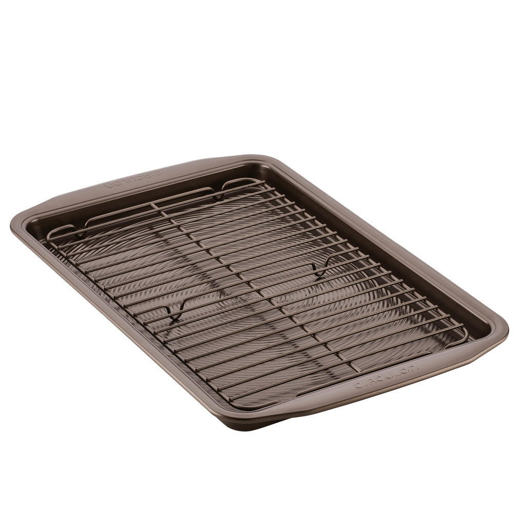 Circulon Nonstick Bakeware Set with Nonstick Cookie Sheet / Baking Sheet and Cooling Rack - 2 Piece, Chocolate Brown