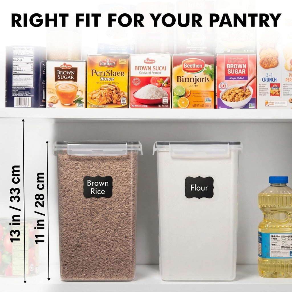 WHITE FEATHER SUPPLIES 2 PC [7 Qt / 6.5L / 220 Oz] Large Food Storage Containers with Lids Airtight - BPA Free Clear Plastic Kitchen and Pantry Storage Containers for Cereal, Flour, Sugar, Rice