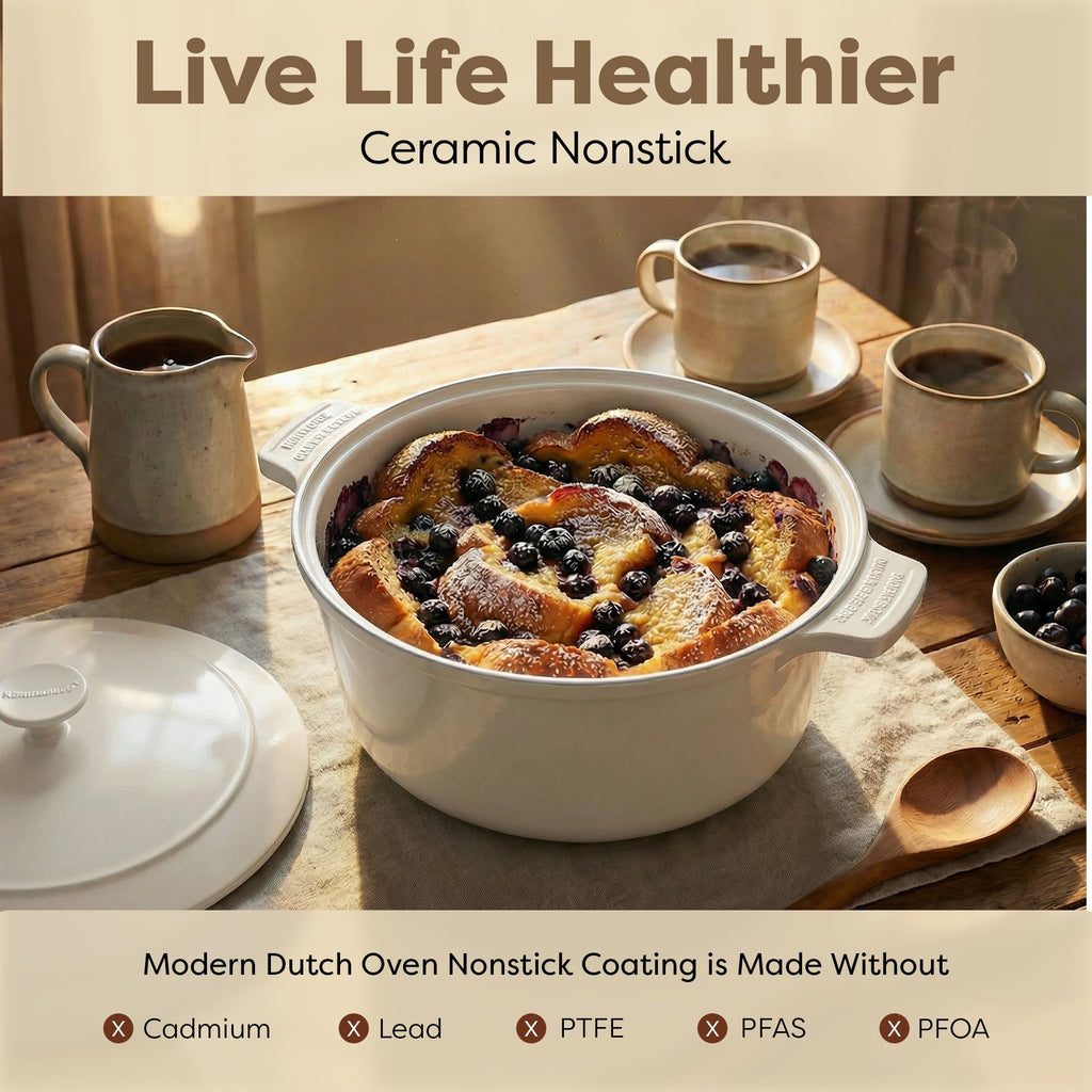 Gotham Steel Dutch Oven 5 Qt with Lid, Cream