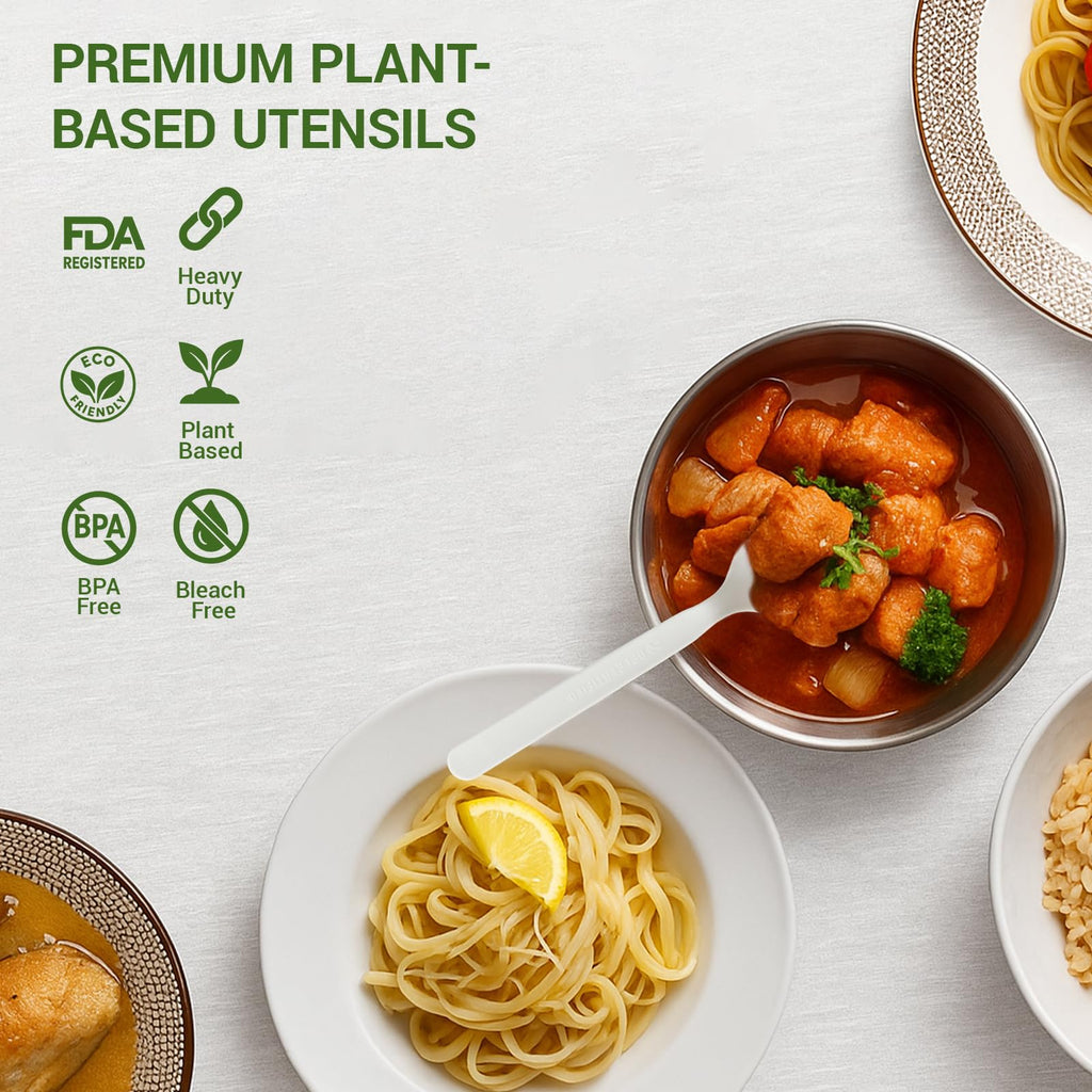 Degralight [500 Pcs] Compostable Spoons Bulk Biodegradable Utensils BPI Certified Disposable Spoons Alternative to Plastic Spoons for Daily, Party & Camping Restaurant
