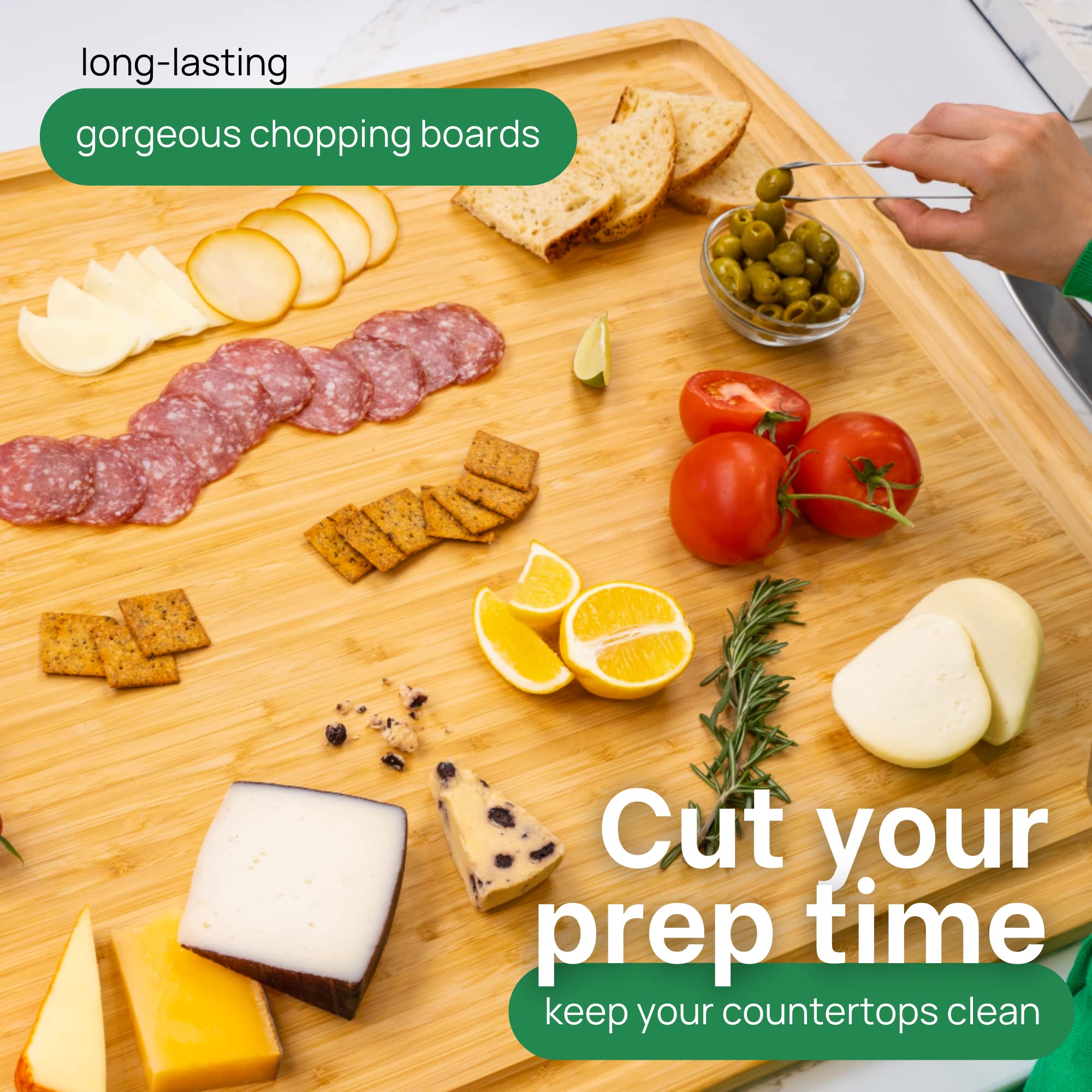 4XL Bamboo Butcher Block Cutting Board - Extra Large Cutting Boards for Kitchen 36 x 24 - Wood Countertop 24 x 36 Cutting Board - Single Tone