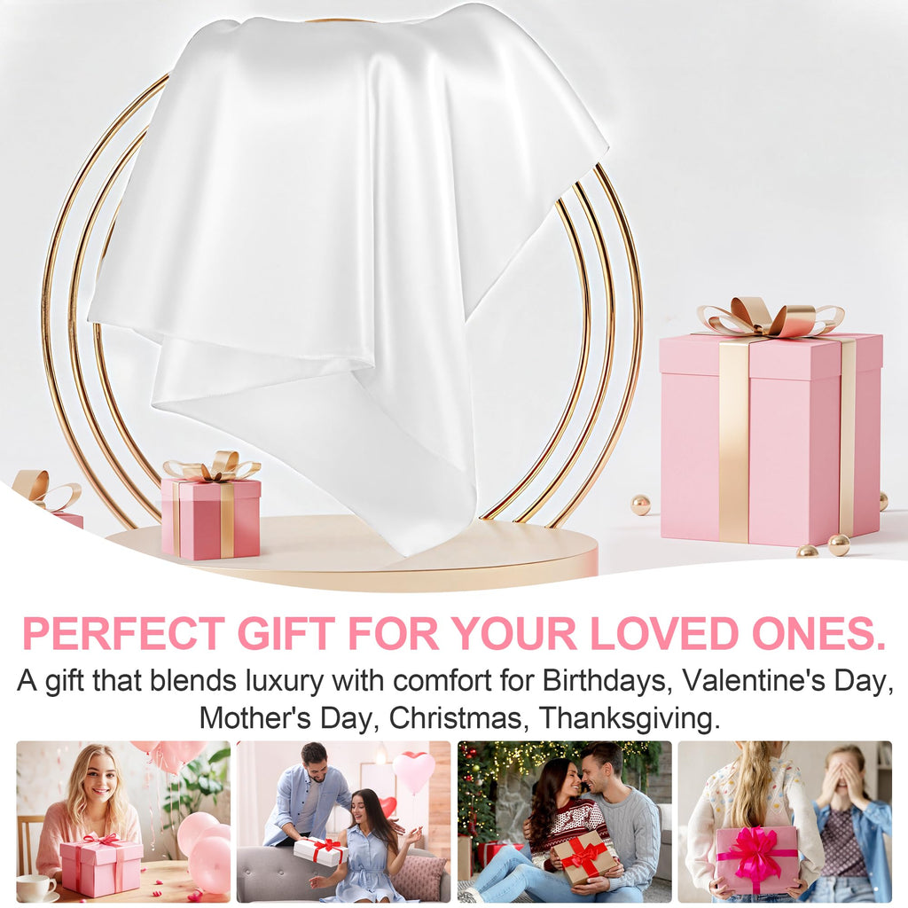 LYSHIN White Silk Pillow Cases Queen Size with Hidden Zipper