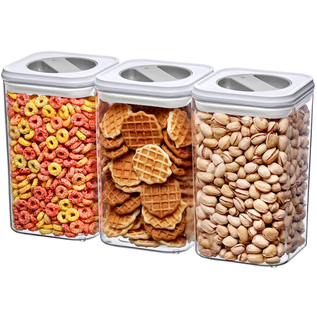 Amazing Abby - Carol - 96-Ounce Acrylic Canister (Set of 3), Plastic Airtight Food Container, Stackable for Pantry Storage, BPA-Free and Shatter-Proof, Perfect for Home and Commercial Use