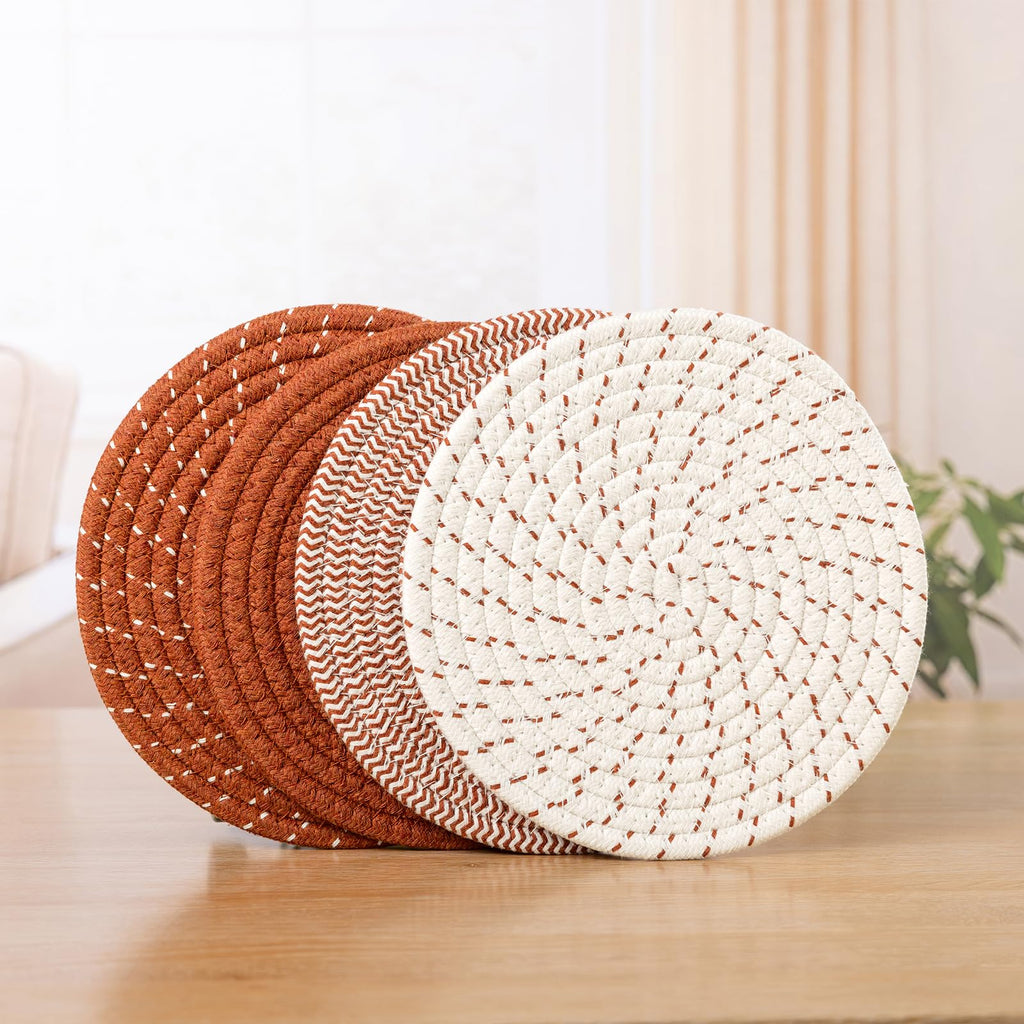 SHACOS 8 Inches Trivets for Hot Dishes, 4 Pieces Cotton Trivets Mats