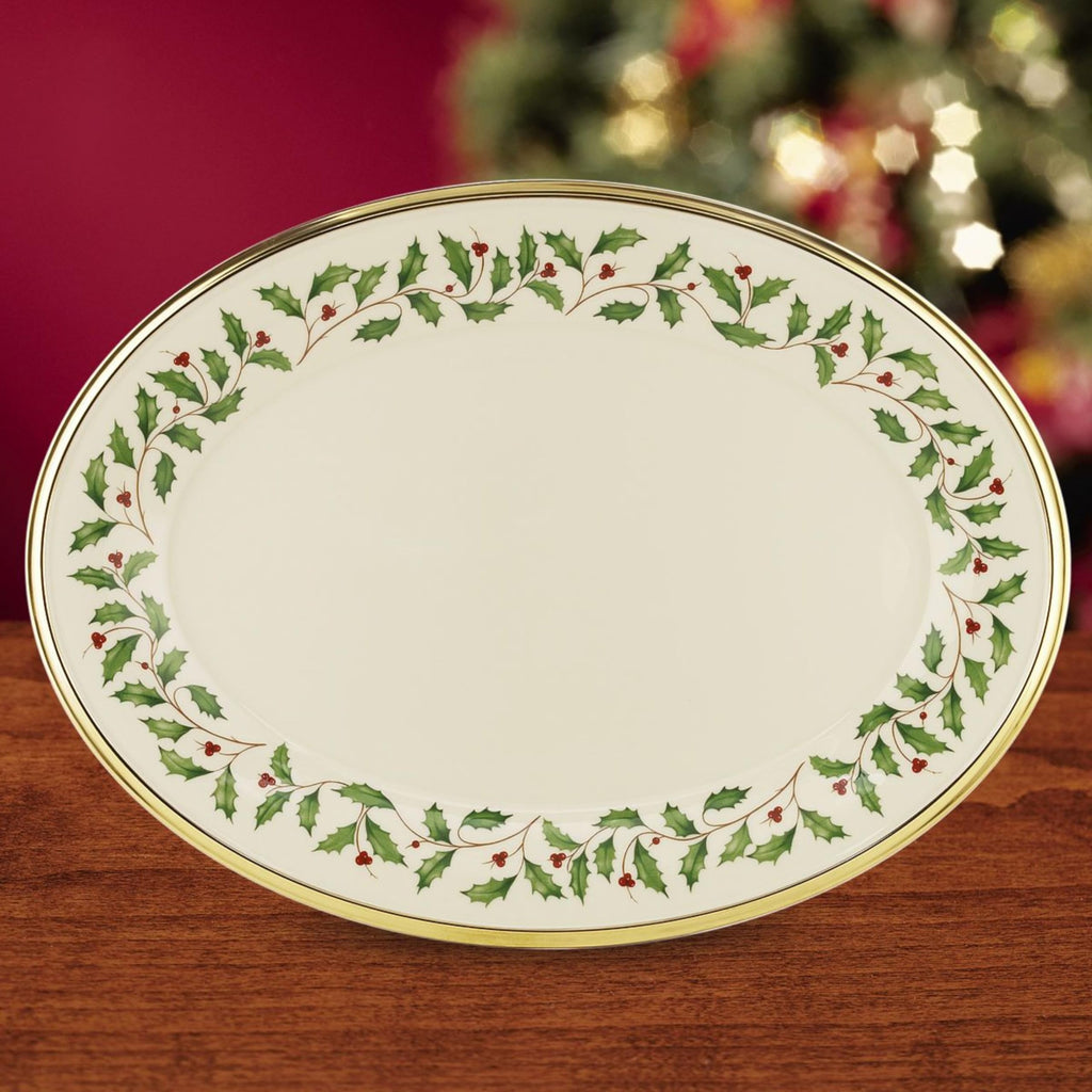Lenox Holiday Oval 13-Inch Porcelain Christmas Serving Platter