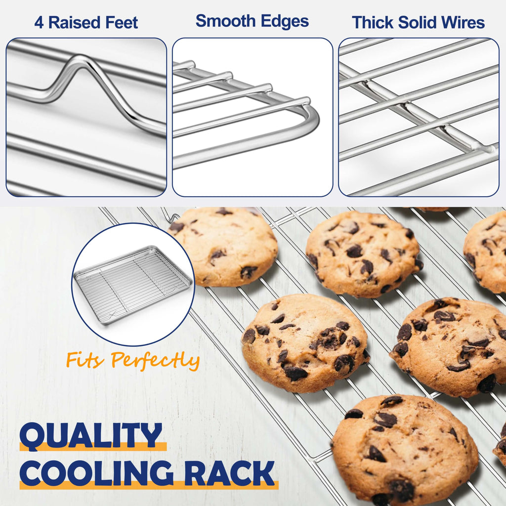 16” Baking Sheet Pan with Rack, Joyfair Stainless Steel Toaster Oven Tray