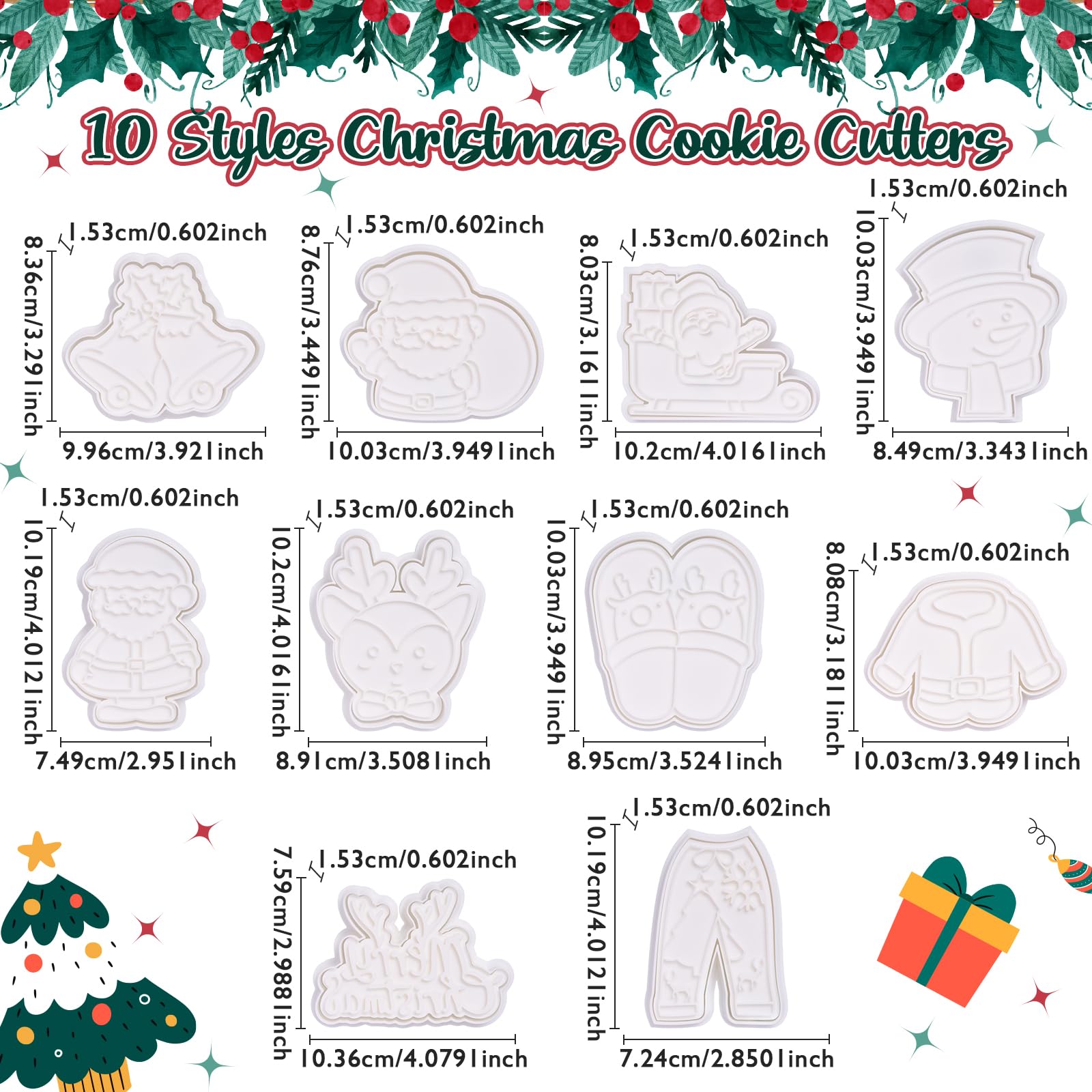 Flycalf Christmas Cookie Cutters Reindeer with Plunger Stamps Holiday PLA Baking Accessories Cutter Molds Gifts Decorative Party 3.5" Kitchen Cake Supplies