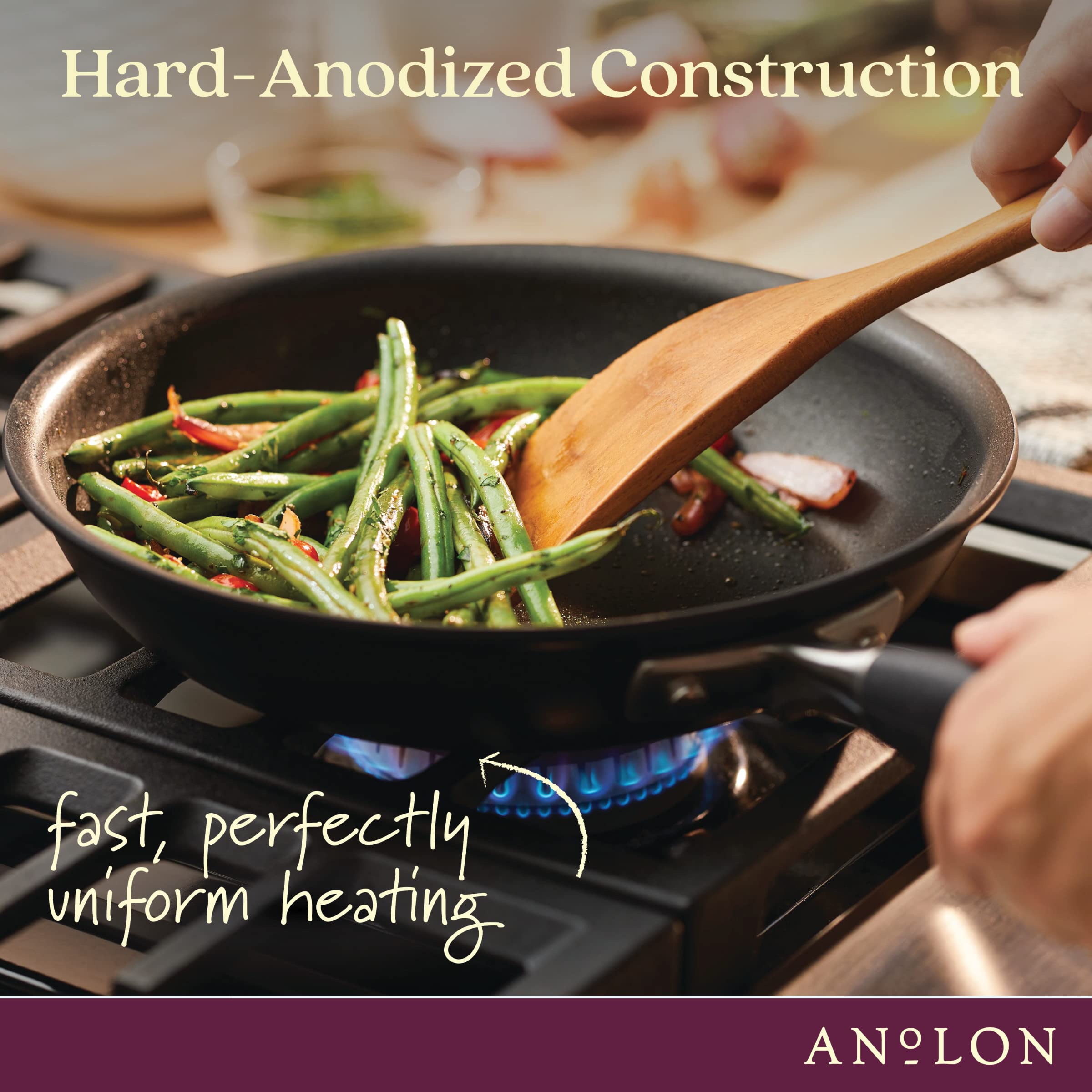 Anolon Advanced Home Hard-Anodized Nonstick Saucepan with Straining Lid, 2-Quart Small Pot, Onyx