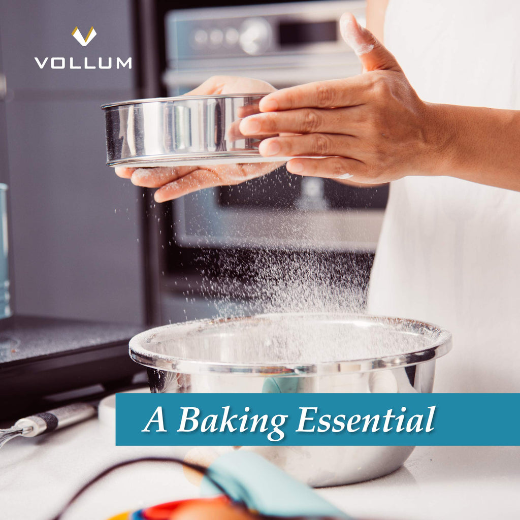 Vollum Stainless Steel Flour Sifter Fine Mesh Baking Sieve 9.5"