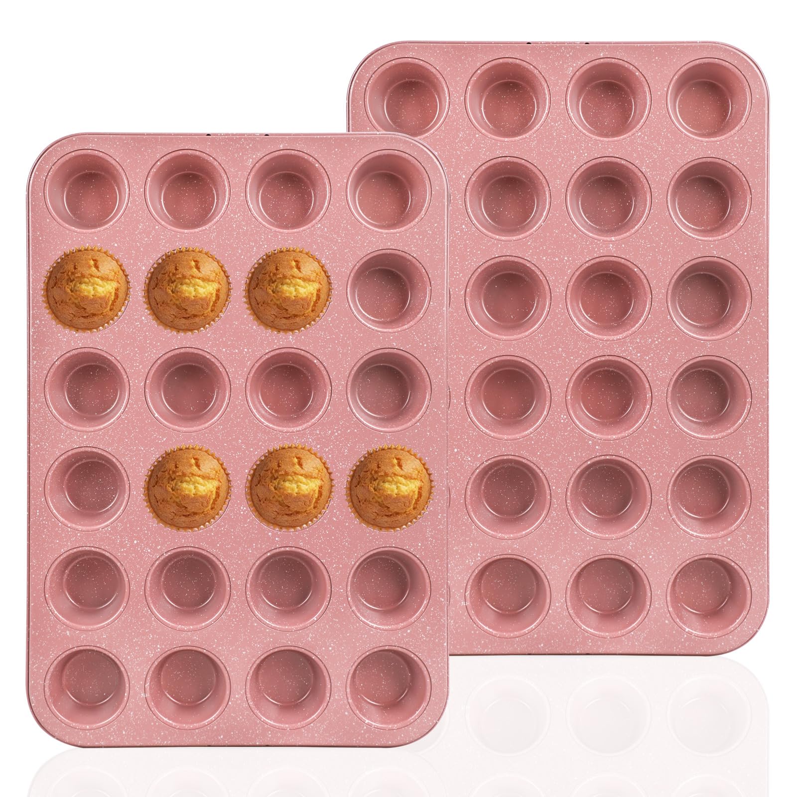 Spmarkt 2-Pack Healthy Baking Cupcake Pan| Non Stick 12-Cup Muffin Pan | Durable & Easy Clean Muffin Tin | Perfect for Cupcakes, Muffins (Beige)