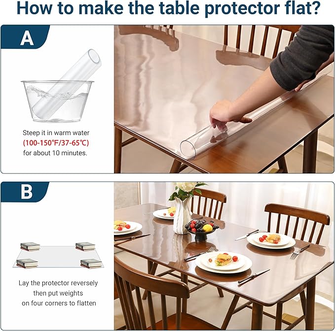 Clear Round Table Cover Protector 36 Inch, 2.0mm Transparent Plastic Table Protector Waterproof, Anti-Scratch Clear Desk Mat for Office Desktop Dresser Dining Table, FDA Compliant