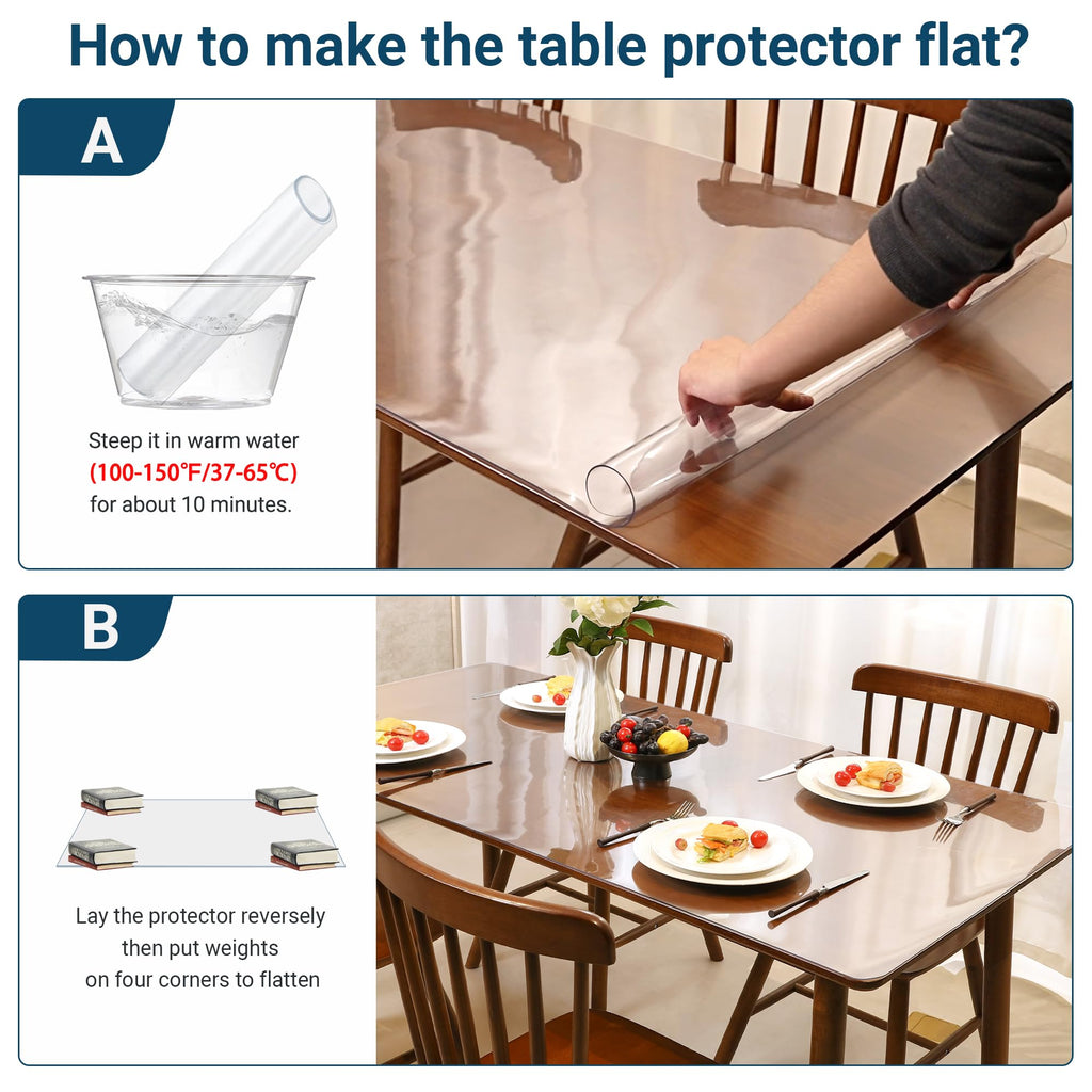 NAP2WELL Clear Table Cover Protector 16 x 42 Inch, 1.5mm Plastic Desk Mat