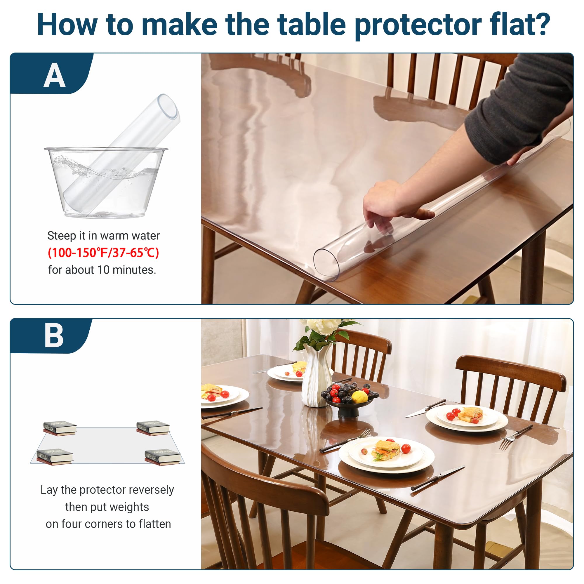 NAP2WELL Clear Table Cover Protector 42 x 90 Inch, 2.0mm Plastic Desk Mat