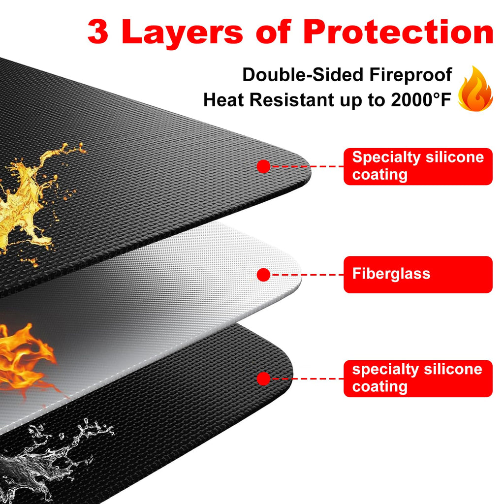 Epinovo Under Grill Mat for Outdoor Grill Fireproof Deck Protector 60"x40"