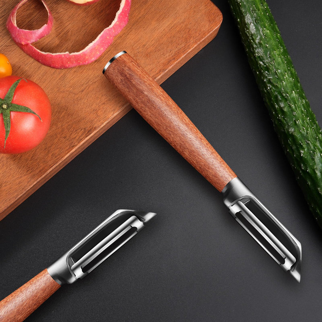 MAD SHARK Ultra Sharp Potato Peelers for Kitchen,Vegetable Peeler,Fruit Peeler Easy to Use Rosewood I Peeler Non-Slip Ergonomic Grips for Carrot, Veggie,Cucumber, Apple(3 Years Warranty)