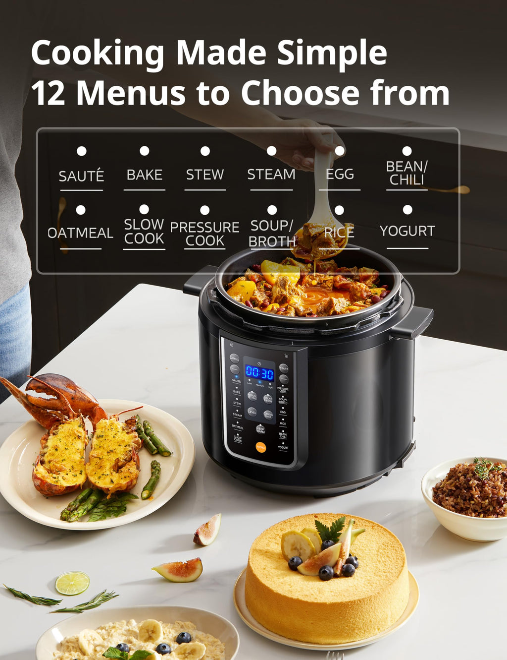 COMFEE' 12-in-1 Electric Pressure Cooker, 6 Quarts, Nonstick Pot