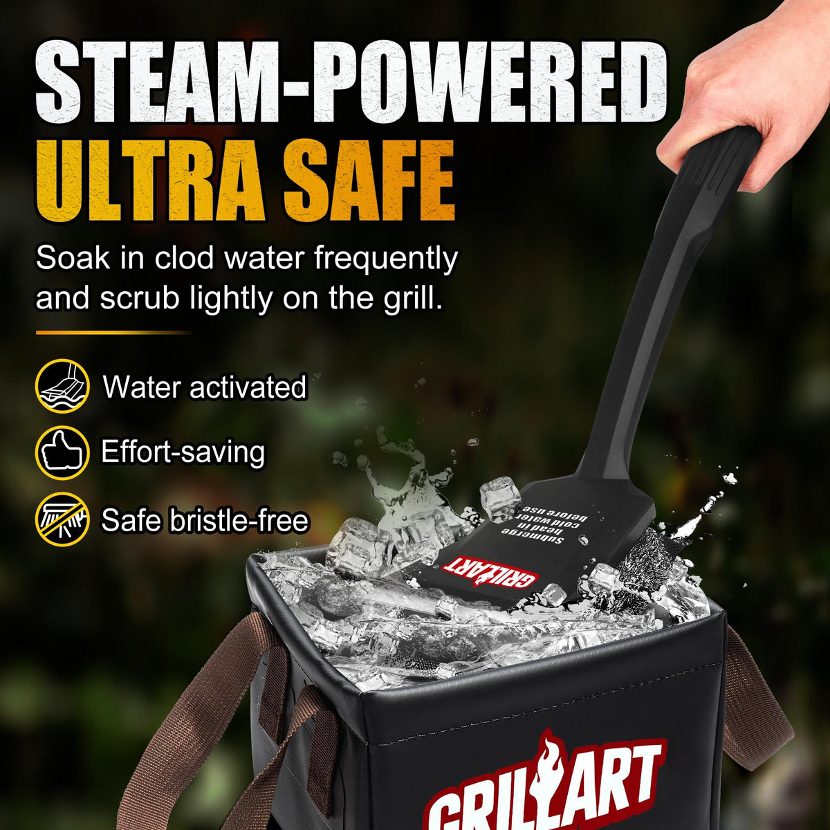 GRILLART Grill Brush Bristle Free, SteamWizards [Safe & Efficient] Grill Cleaner Brush for All Grill Grates, Replaceable Pad BBQ Grill Brush for Outdoor Grill, Grill Accessories, Gifts for Men/Dad