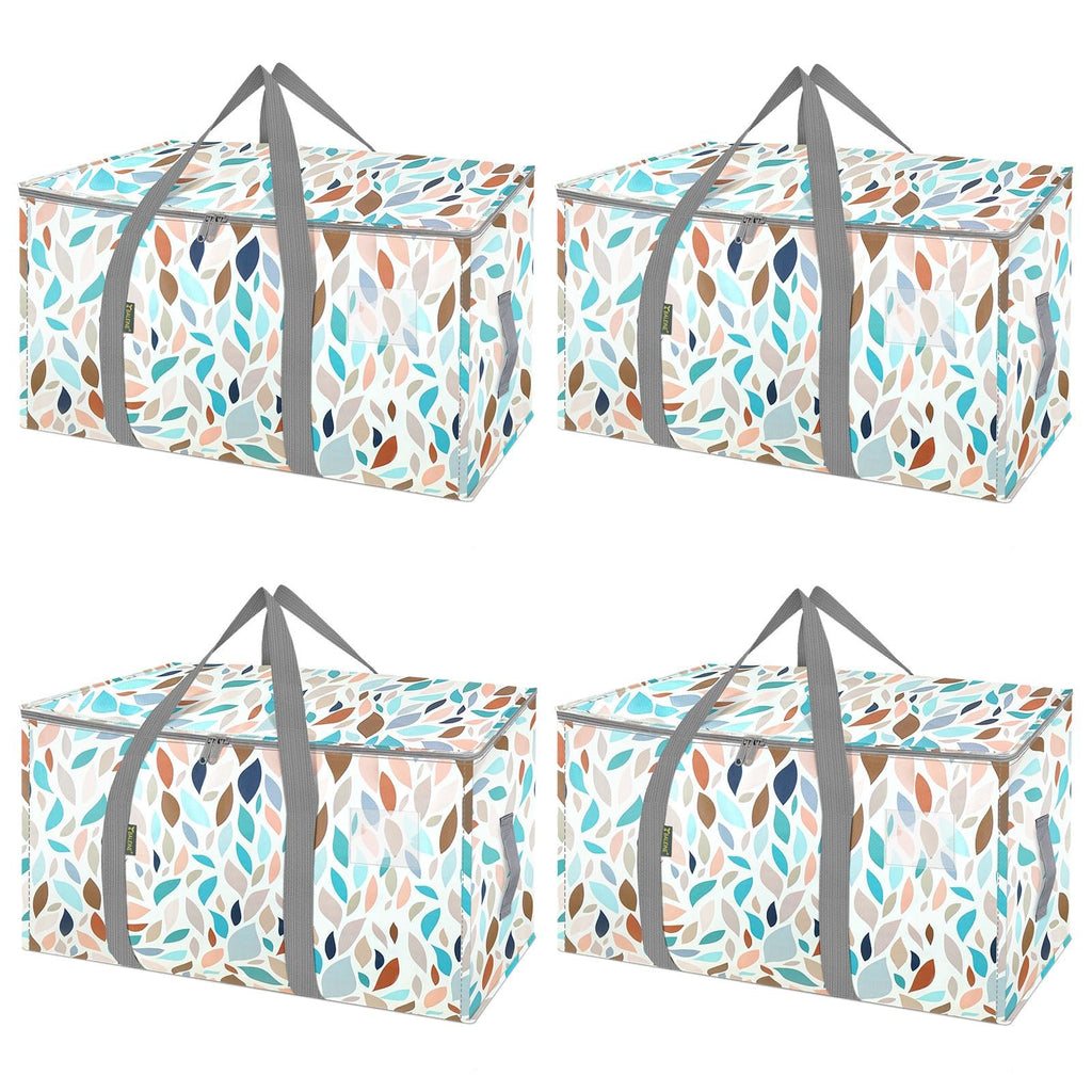 BALEINE 4-Pack Oversized Moving Bags with Reinforced Handles, Heavy-Duty Storage Tote for Clothes, Moving Supplies (Mosaic, 4-Pack)