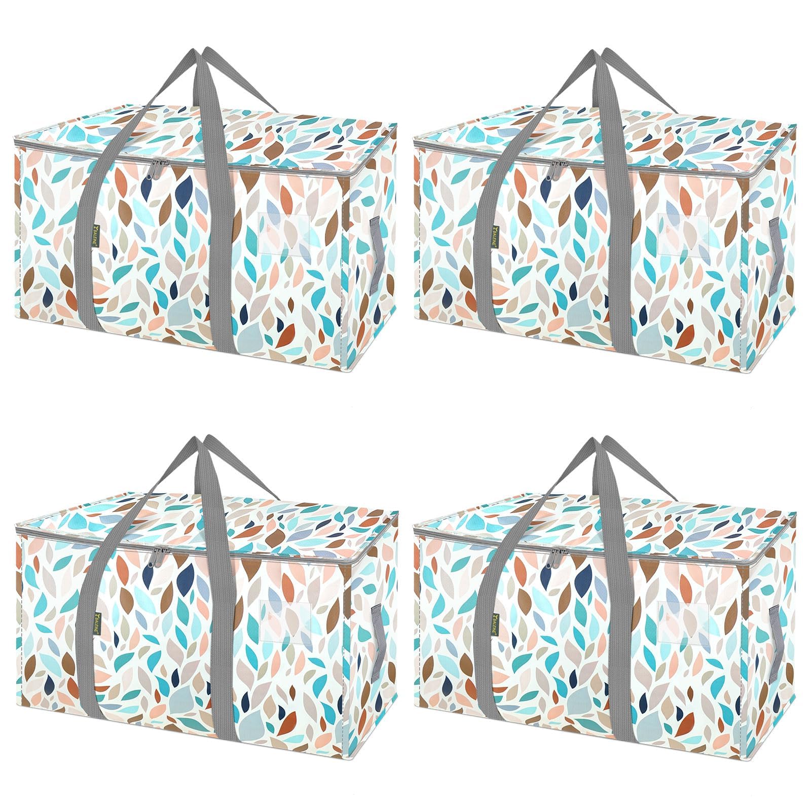 BALEINE 4-Pack Oversized Moving Bags with Reinforced Handles, Heavy-Duty Storage Tote for Clothes, Moving Supplies (Mosaic, 4-Pack)