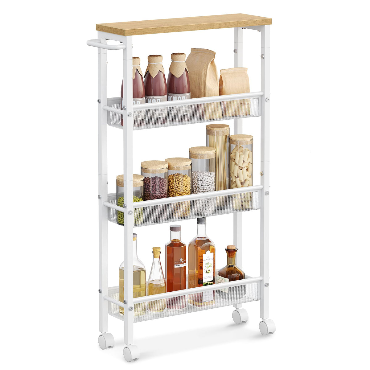 VASAGLE 5-Tier Slim Rolling Storage cart with Wheels, 5.1 Inches, Metal