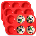 Anaeat Silicone Muffin Pan - 6 Cups Non-Stick Cupcake Molds, Food Grade Silicone Baking Tray for Making Egg Muffin, Cupcake, Quiches, Tart and Desserts, Reusable Muffin Tin Just Pop Out (3 Pack)