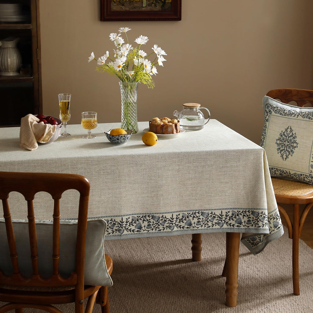 ISAENNE Designer Linen Large Square Tablecloth,67"x67"-Segerman B