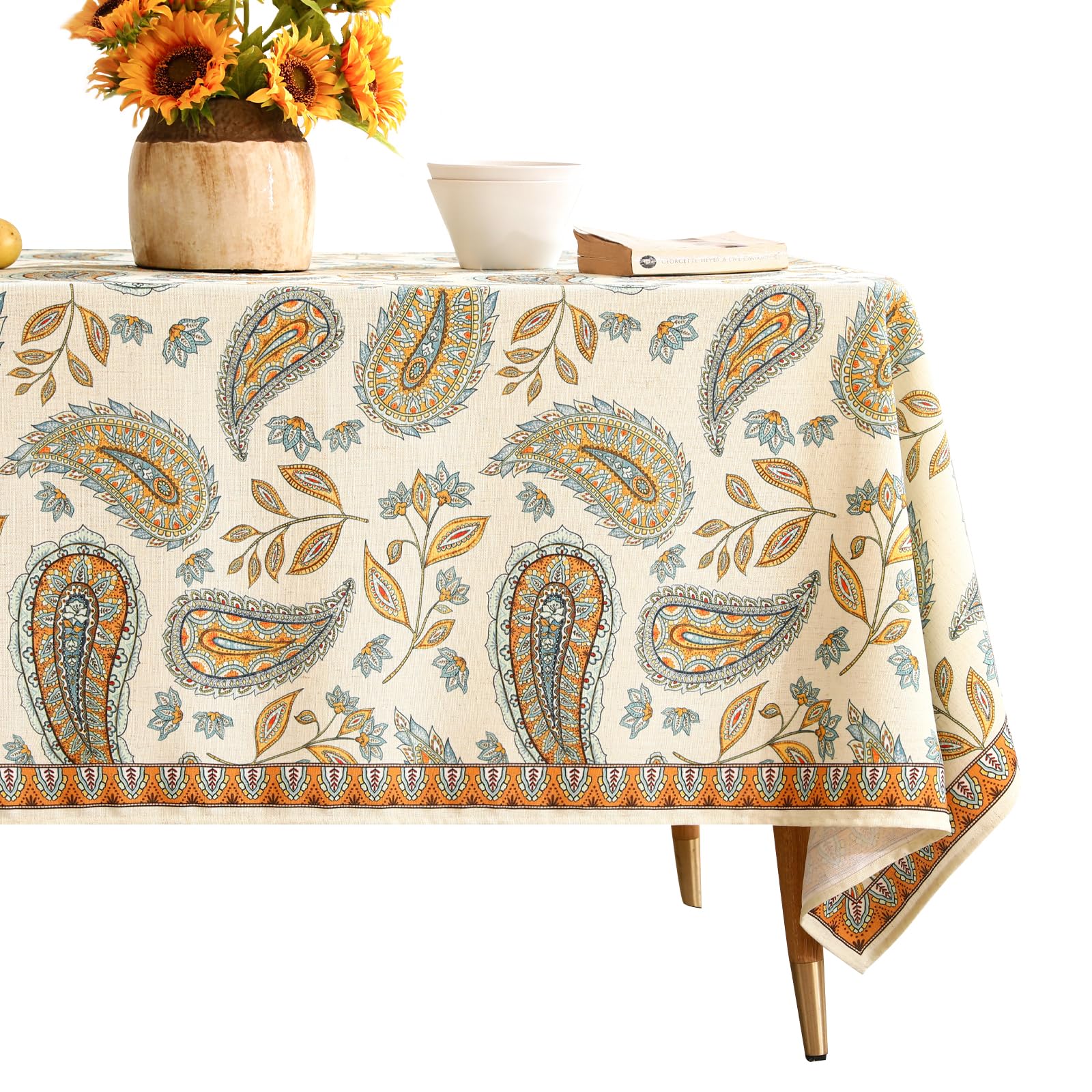 patdrea Vintage French Linen Tablecloth — 94" x 63" (Rectangular) — 79" x 55" (Rectangular) — 87" x 55" (Rectangular)